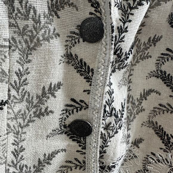 coldwater creek embroidered jacquard blazer womens large ivory black floral - Picture 15 of 15